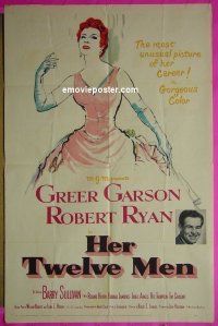 P825 HER 12 MEN one-sheet movie poster '54 Greer Garson, Robert Ryan