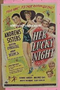 #411 HER LUCKY NIGHT 1sh '45 Andrews Sisters 
