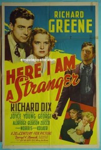 P827 HERE I AM A STRANGER one-sheet movie poster '39 Richard Dix