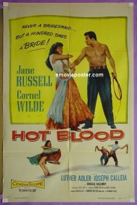 #0775 HOT BLOOD 1sh '56 sexy Jane Russell! 
