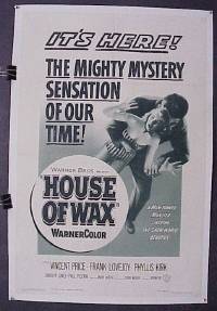 M076 HOUSE OF WAX linen one-sheet movie poster '53 3D Vincent Price