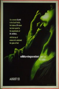 r822 ISLAND OF DR MOREAU teaser one-sheet movie poster '96 Kilmer, Brando