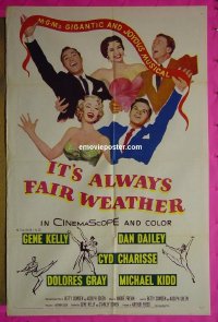 r833 IT'S ALWAYS FAIR WEATHER one-sheet movie poster '55 Gene Kelly, Dailey