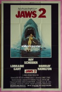 r836 JAWS 2 one-sheet movie poster '78 Roy Scheider, sharks