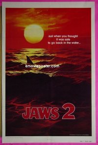 #321 JAWS 2 teaser 1sh '78 Scheider, sharks 