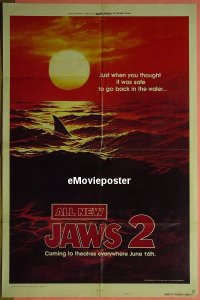 #308 JAWS 2 style B teaser 1sh '78 Scheider 