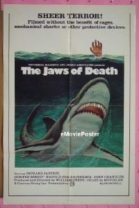 f550 JAWS OF DEATH one-sheet movie poster '76 striking shark image!