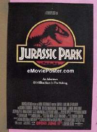 #194 JURASSIC PARK 2-sided 1sh '93 Spielberg 