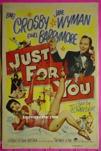 #9358 JUST FOR YOU 1sh '52 Bing Crosby, Wyman 