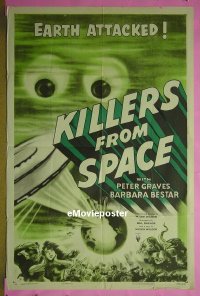 #350 KILLERS FROM SPACE 1sh '54 Peter Graves 
