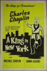 #332 KING IN NEW YORK 1sh '57 yellow style 
