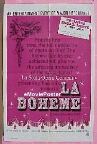 r880 LA BOHEME one-sheet movie poster '65 Franco Zeffirelli