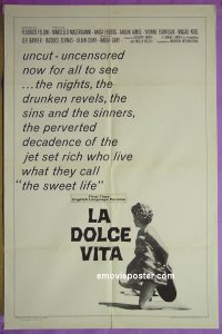#1458 LA DOLCE VITA 1sh R66 Federico Fellini 