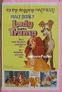 #3676 LADY & THE TRAMP 1sh R72 Walt Disney