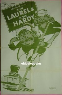 r901 LAUREL & HARDY one-sheet movie poster '50s Hal Roach