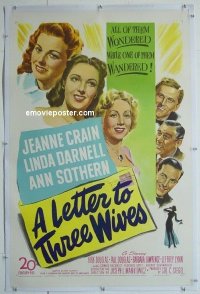 #129 LETTER TO 3 WIVES linen 1sh '49 Crain 