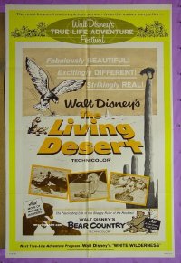 A733 LIVING DESERT/BEAR COUNTRY one-sheet movie poster '64 Disney
