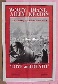 r928 LOVE & DEATH style C one-sheet movie poster '75 Woody Allen, Keaton