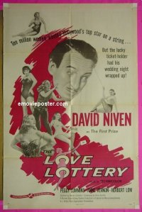 #0929 LOVE LOTTERY 1sh '54 David Niven 