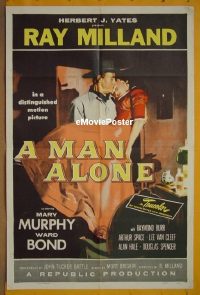 #1767 MAN ALONE 1sh '55 Milland 