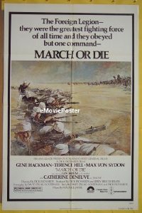 #1807 MARCH OR DIE Tom Jung Battle Style 1sh '76 Gene Hackman