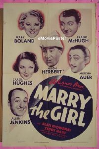 #406 MARRY THE GIRL 1sh '37 Boland, McHugh 