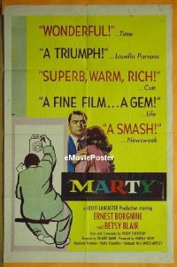 #495 MARTY 1sh '55 Delbert Mann, Borgnine 