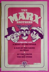 Q135 MARX BROTHERS one-sheet movie poster '71 Groucho, Chico, Harpo!