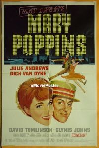 #496 MARY POPPINS 1sh 64 Julie Andrews,Disney 
