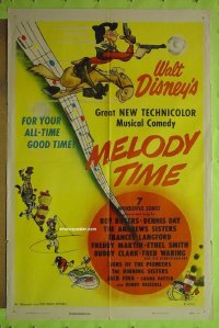 #8004 MELODY TIME 1sh 48 Walt Disney cartoon!