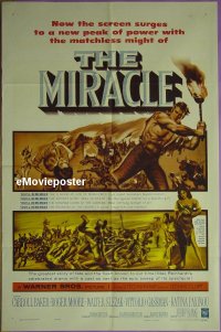 r969 MIRACLE one-sheet movie poster '59 Roger Moore, Carroll Baker