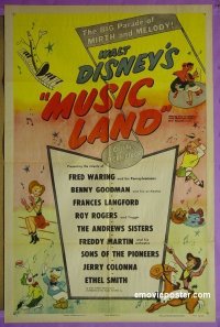 #1044 MUSIC LAND 1sh '55 Donald Duck! 