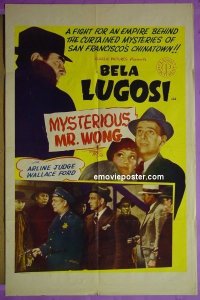 #1056 MYSTERIOUS MR WONG 1sh R50 Bela Lugosi, horror!