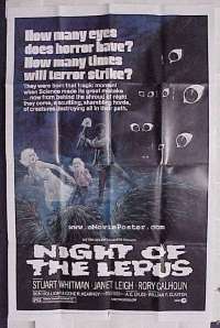 f616 NIGHT OF THE LEPUS one-sheet movie poster '72 DeForest Kelley