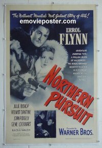 #2907 NORTHERN PURSUIT linen one-sheet '43 Errol Flynn