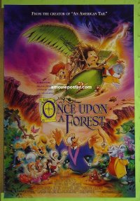 Q298 ONCE UPON A FOREST DS one-sheet movie poster '93 cartoon!