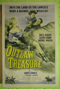 Q313 OUTLAW TREASURE one-sheet movie poster '55 Adele Jergens