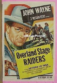 #020 JOHN WAYNE stock 1sh 1953 Overland Stage Raiders