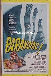 #137 PARANOIAC 1sh '63 Hammer horror, Scott 