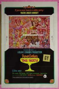 t465 PARTY style B one-sheet movie poster '68 Peter Sellers, Blake Edwards