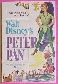 #487 PETER PAN 1sh R69 Walt Disney classic 