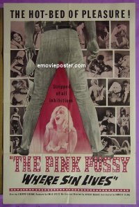 #4025 PINK PUSSY 1sh '63 where sin lives!