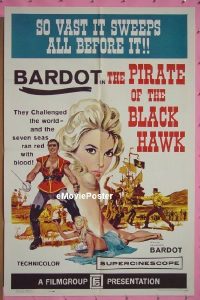 s077 PIRATE OF THE BLACK HAWK one-sheet movie poster '61 Mijanou Bardot
