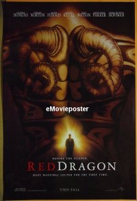 #302 RED DRAGON DS teaser 1sh '02 A. Hopkins 