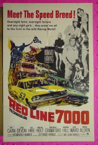 s127 RED LINE 7000 one-sheet movie poster '65 car racing, James Caan