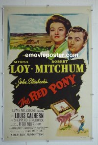 #2922 RED PONY linen one-sheet R57 Robert Mitchum, Loy