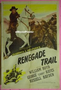 #521 HOPALONG CASSIDY stock 1sh '40s Hopalong Cassidy, Renegade Trail