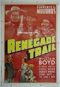 e171 RENEGADE TRAIL linen one-sheet movie poster '39 Hopalong Cassidy
