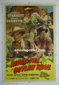 #2924 RIDIN' THE OUTLAW TRAIL linen one-sheet '51