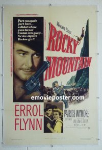 #2926 ROCKY MOUNTAIN linen one-sheet '50 Errol Flynn
